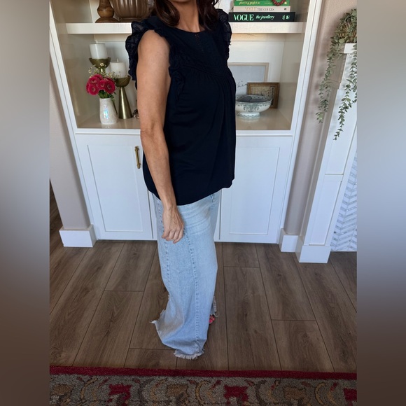 Navy Blue Ruffled Sleeved Top - Picture 2 of 6